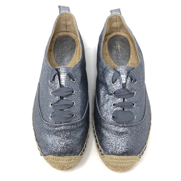 Coach Shoes - NEW Coach Ramira Gunmetal Glitter Flats Size 8B